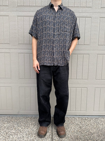 90s Alternatives by Natural Issue Striped Graphic 100% Rayon Short Sleeve Shirt KiiChain Clothing