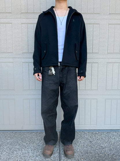 00s Ralph Lauren Black Wool Harrington Jacket