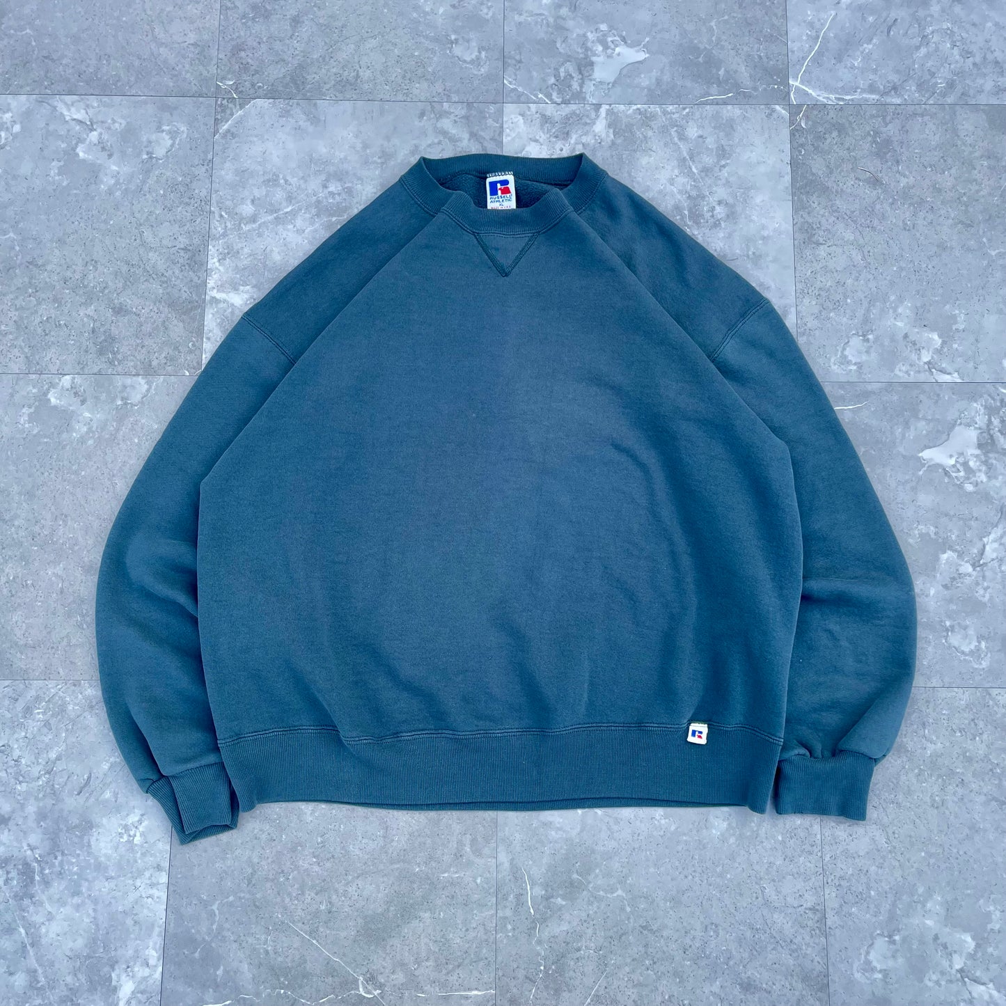 90s Russell Athletic Blank Green-Gray Crewneck