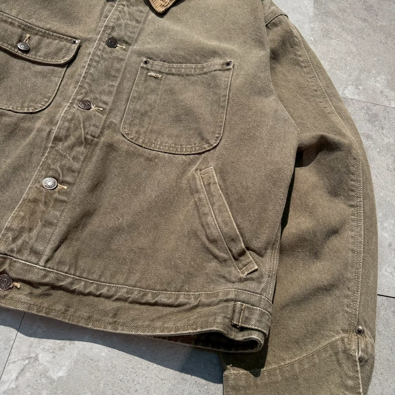 80s-90s Polo Ralph Lauren Corduroy Collar Canvas Trucker Jacket