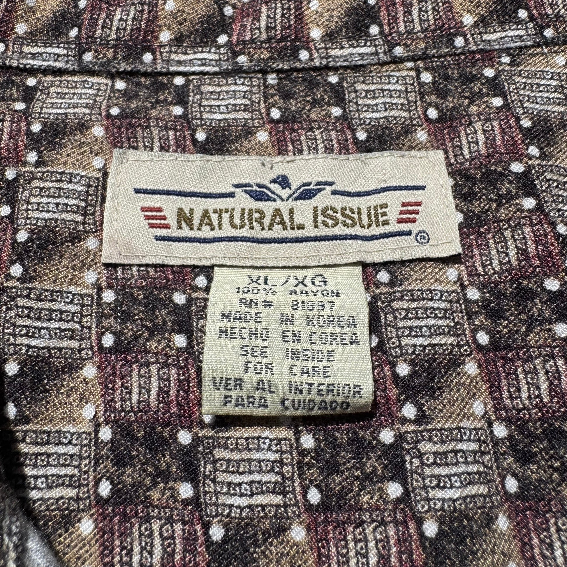 90s Natural Issue Box Pattern Rayon Short Sleeve Shirt KiiChain Clothing