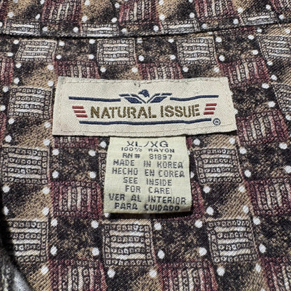 90s Natural Issue Box Pattern Rayon Short Sleeve Shirt KiiChain Clothing