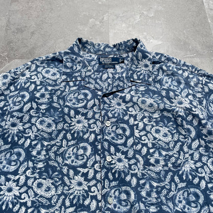 90s Ralph Lauren Caldwell Faded Blue Paisley Hawaiian Shirt