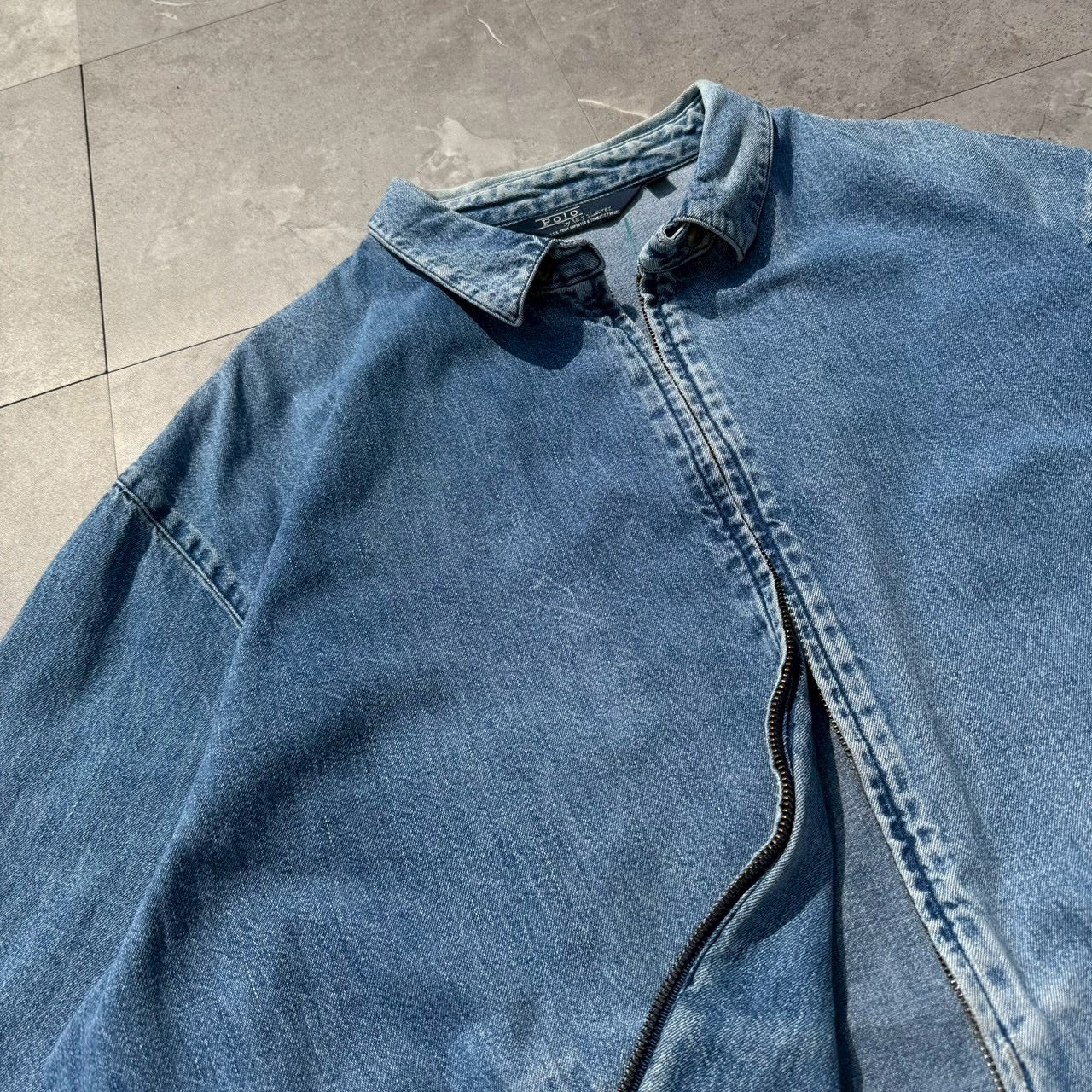 80s-90s Ralph Lauren Light Blue No-Pony Denim Swing Top Jacket
