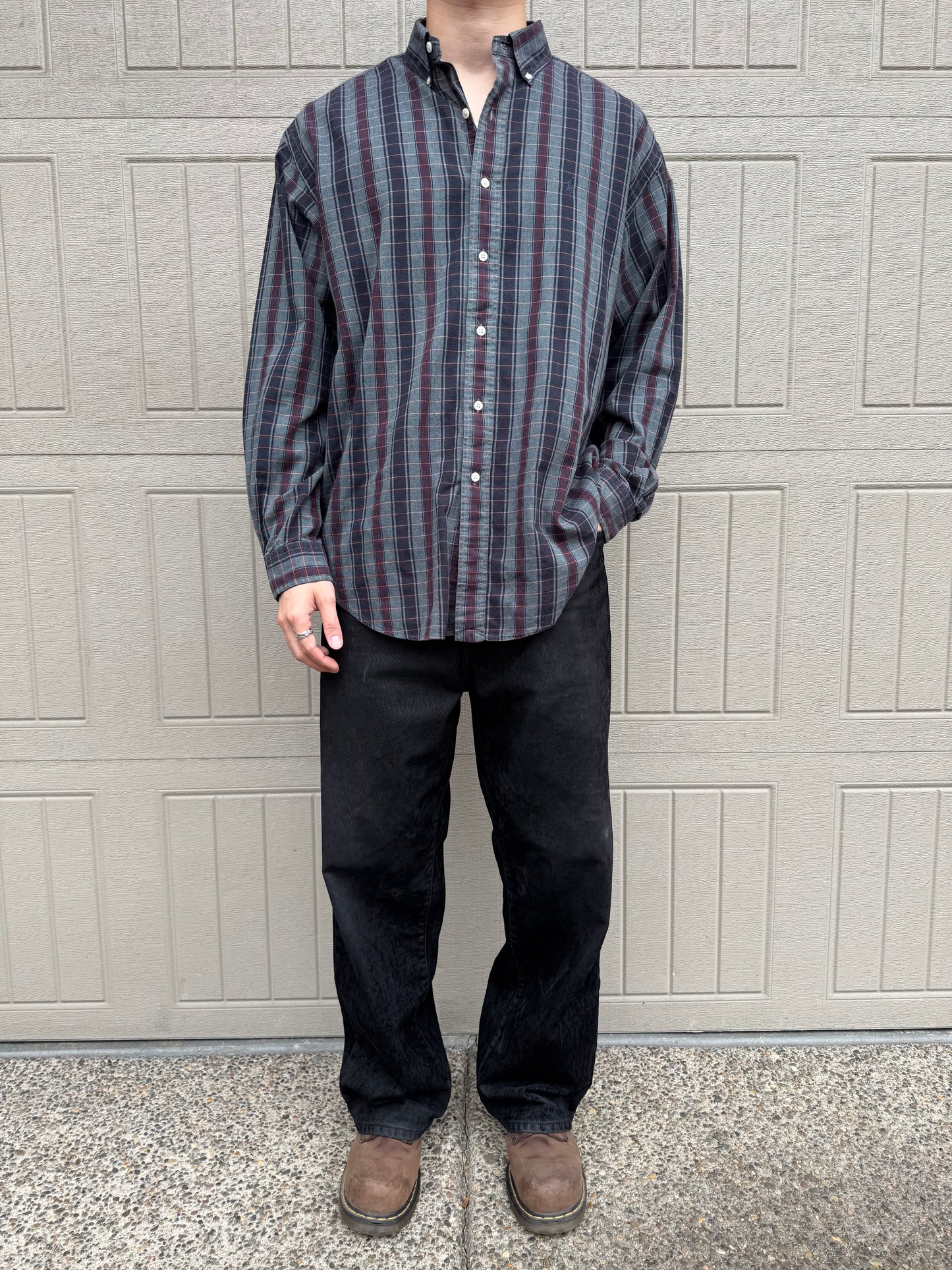 00s Ralph Lauren “Blaire” Striped-Checkered Button Down Shirt