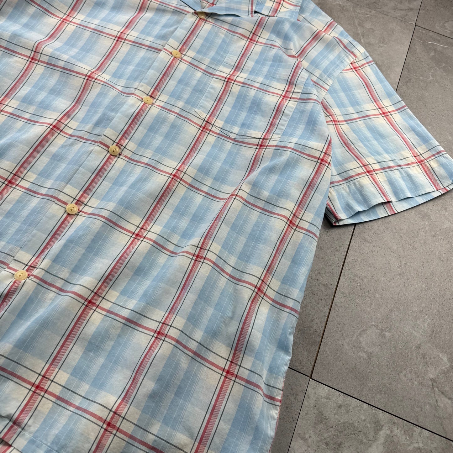 00s Polo by Ralph Lauren Andy Camp Blue Checkered Open Collar Shirt L