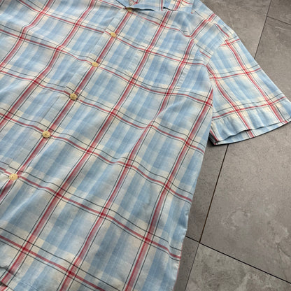 00s Polo by Ralph Lauren Andy Camp Blue Checkered Open Collar Shirt L