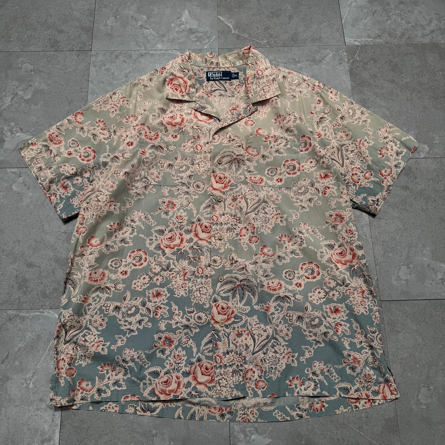 90s-00s Ralph Lauren Rare Floral Graphic Open Collar Shirt KiiChain Clothing
