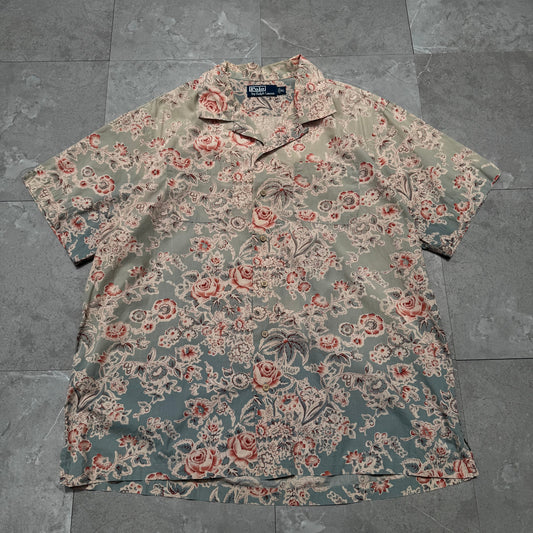 90s-00s Ralph Lauren Rare Floral Graphic Open Collar Shirt KiiChain Clothing