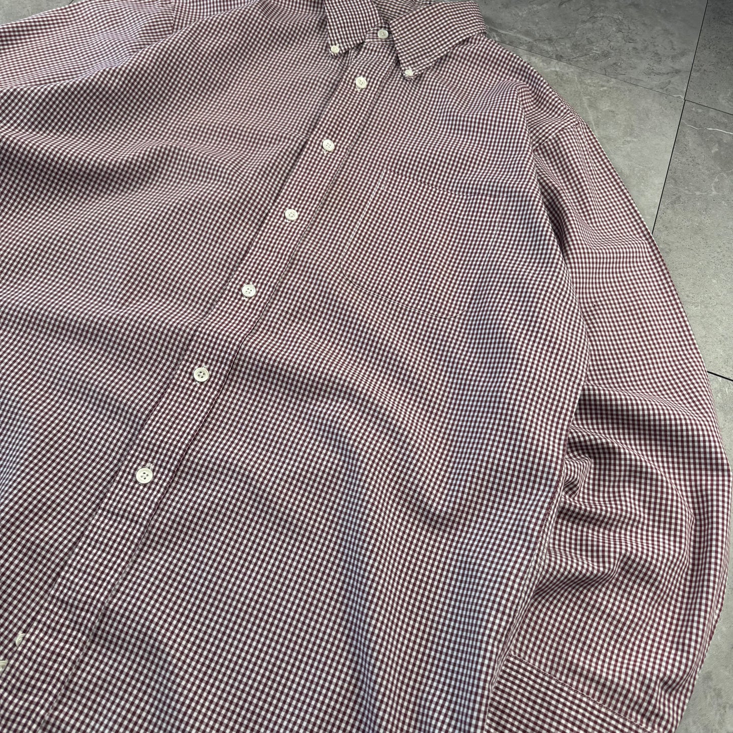 90s Lands' End Red & White Checkered Button Down Shirt