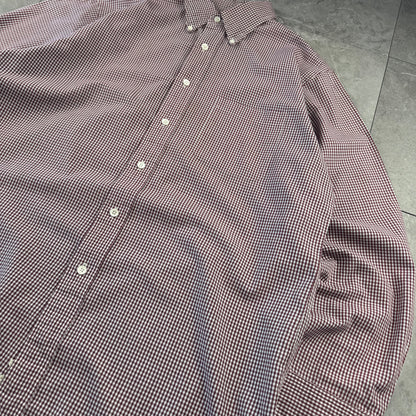 90s Lands' End Red & White Checkered Button Down Shirt
