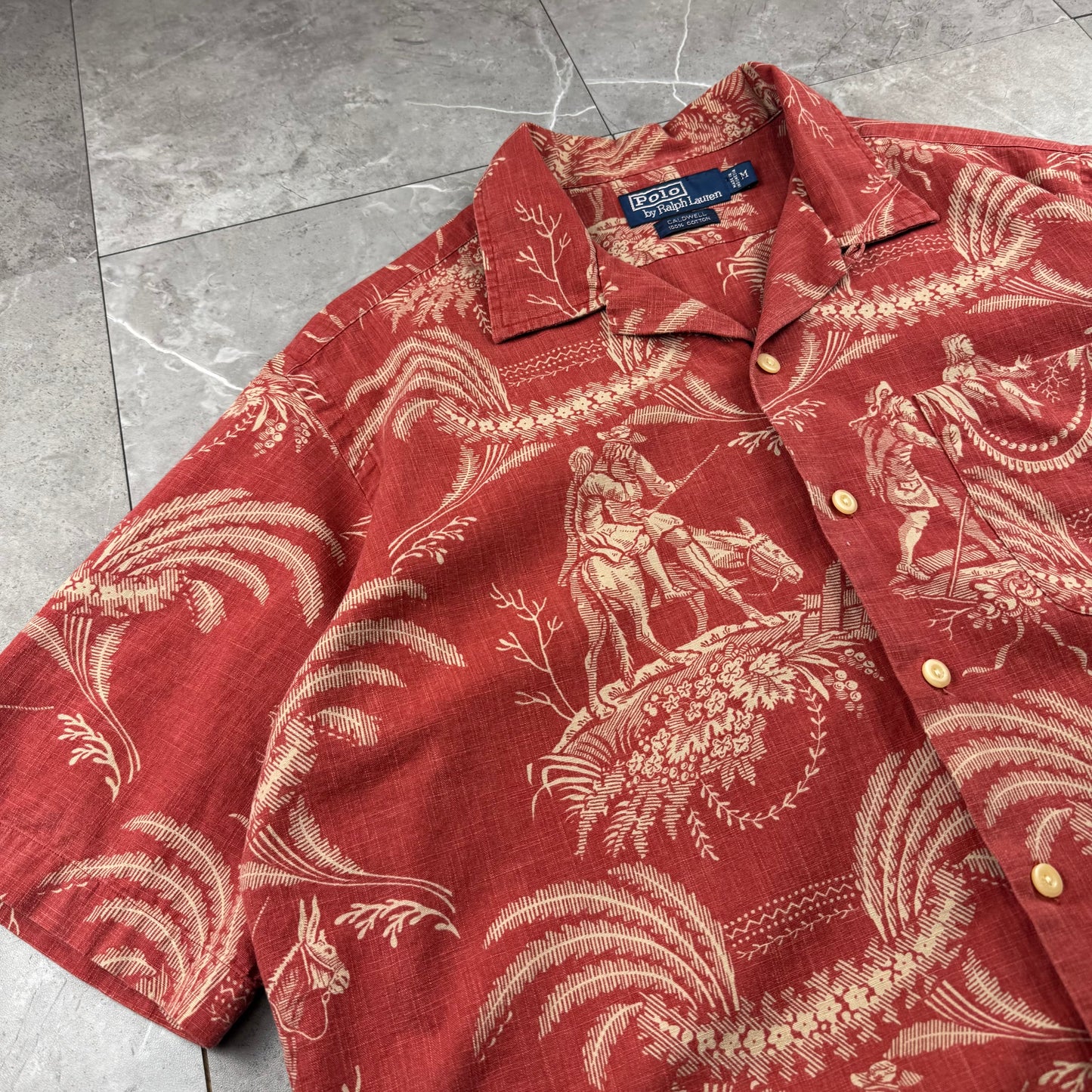 00s Polo by Ralph Lauren Caldwell Red Don Quixote Open Collar Shirt M