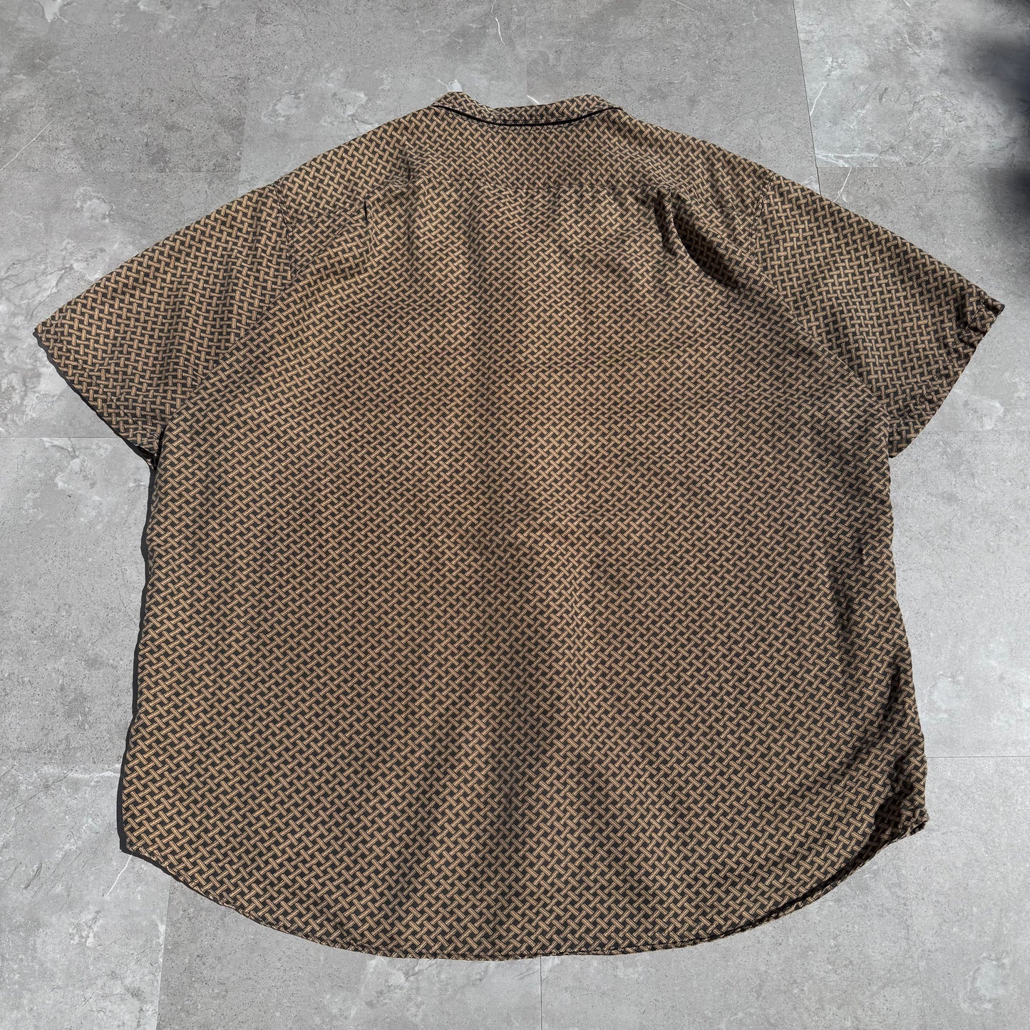 90s-00s Ralph Lauren “Bonnard”  Silk x Linen Cross Pattern Open Collar Shirt KiiChain Clothing