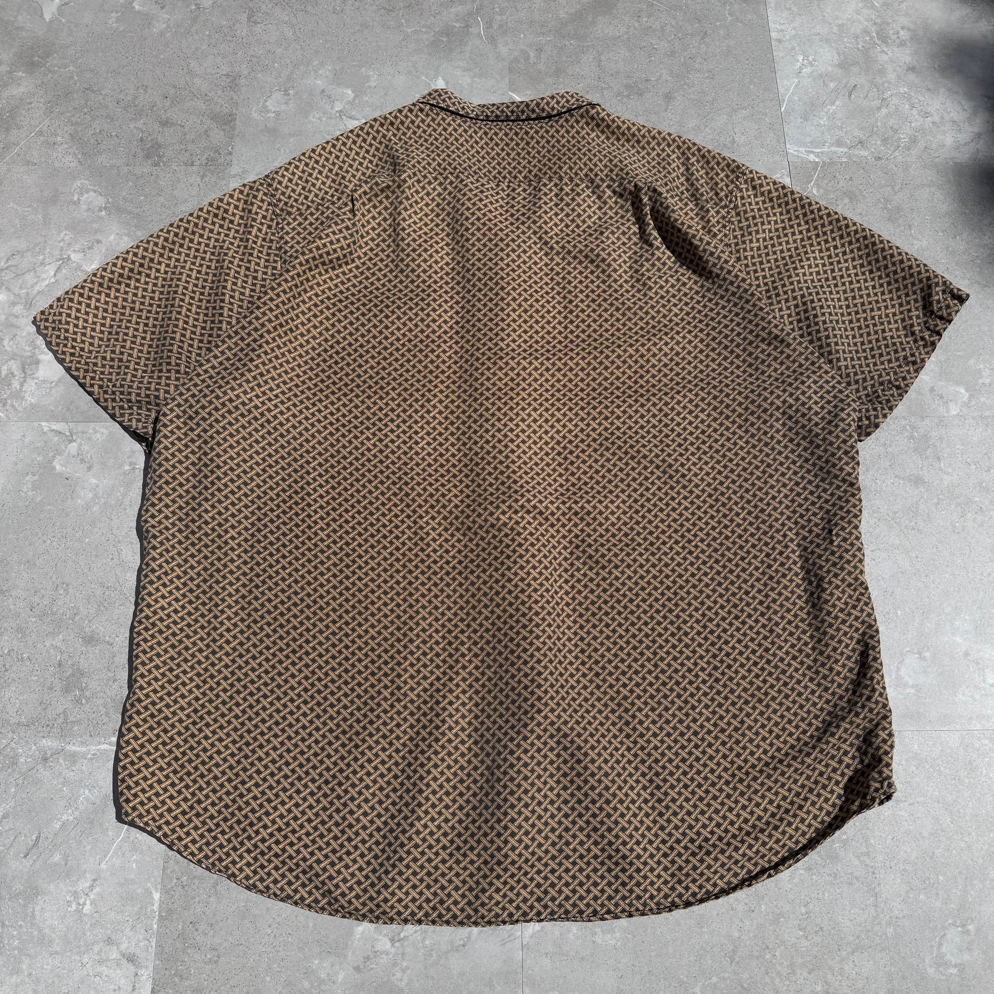 90s-00s Ralph Lauren “Bonnard”  Silk x Linen Cross Pattern Open Collar Shirt KiiChain Clothing