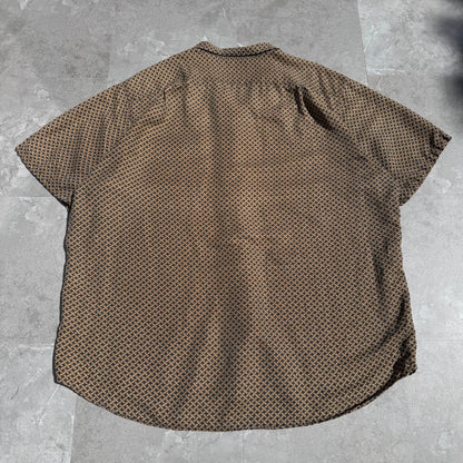90s-00s Ralph Lauren “Bonnard”  Silk x Linen Cross Pattern Open Collar Shirt KiiChain Clothing