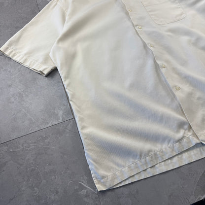 00s Polo by Ralph Lauren Caldwell No-Pony Cream Silk x Cotton Open Collar Shirt XL