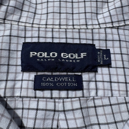 90s-00s Polo Golf Caldwell Cropped Raw Hem White Checkered Shirt KiiChain Clothing