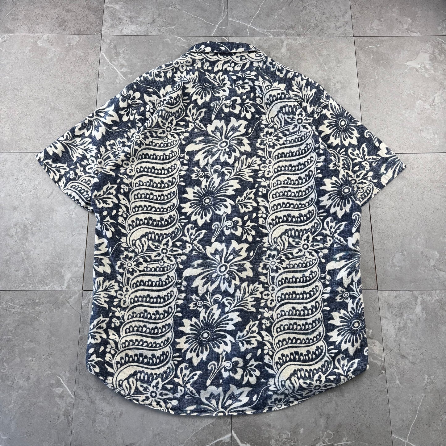 00s Polo by Ralph Lauren Bonnard Navy / Black Paisley Open Collar Shirt