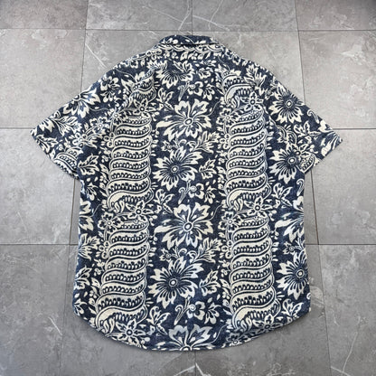 00s Polo by Ralph Lauren Bonnard Navy / Black Paisley Open Collar Shirt