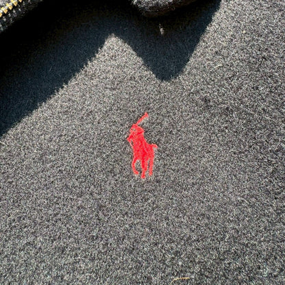 90s-00s Ralph Lauren Black Checkered Lined Wool Harrington Jacket