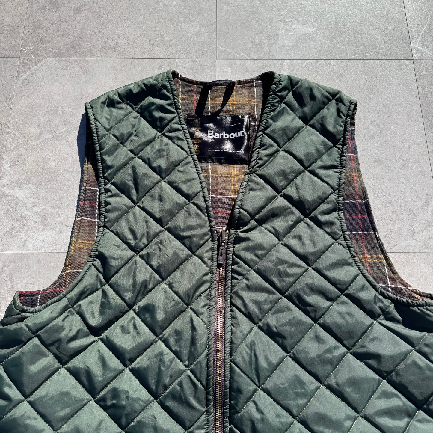 Barbour Plaid-Lined Light Weight Down Vest