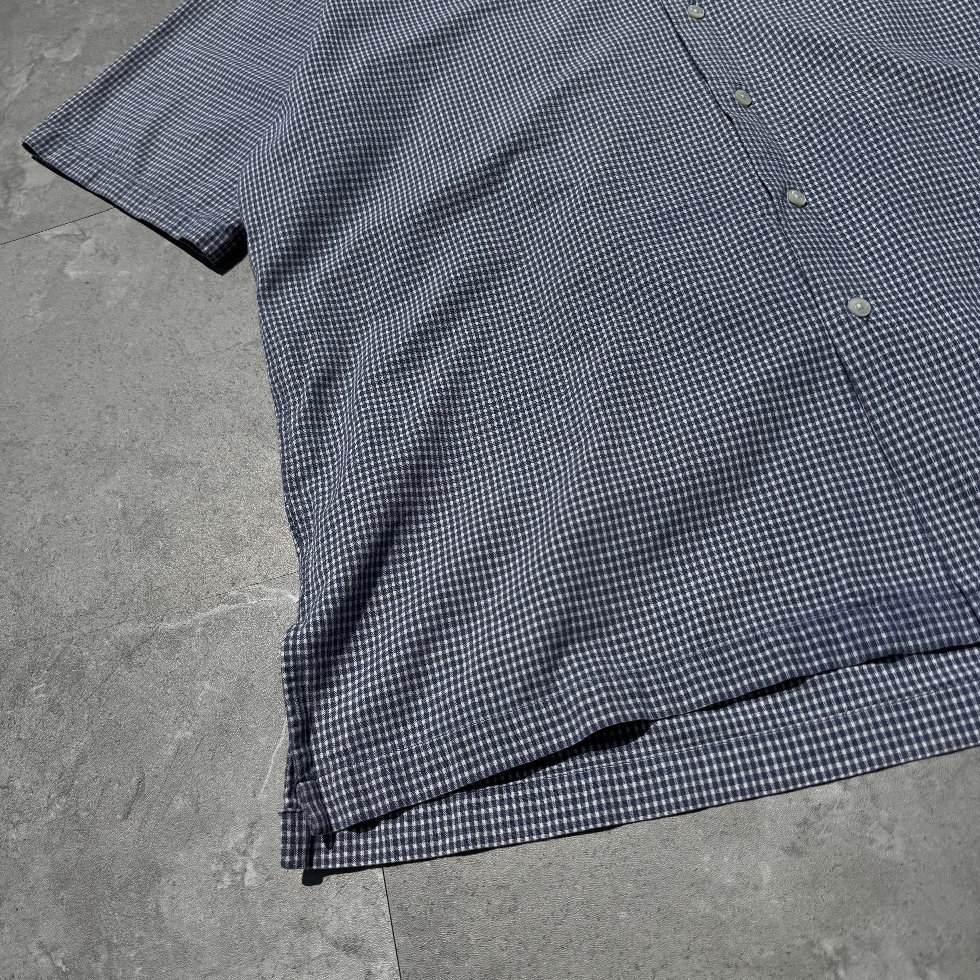 90s-00s Ralph Lauren Adams Cotton Blue Checkered Open Collar Shirt KiiChain Clothing