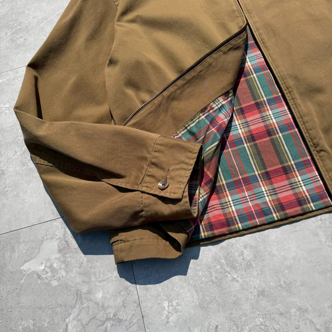 90s-00s Ralph Lauren Brown Checkered Lined Swing Top Jacket