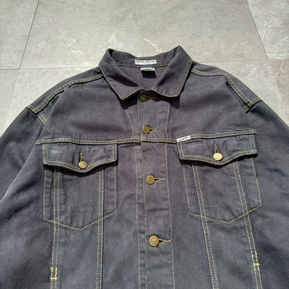 90s GUESS Made in USA Black/Dark Gray Denim Jacket
