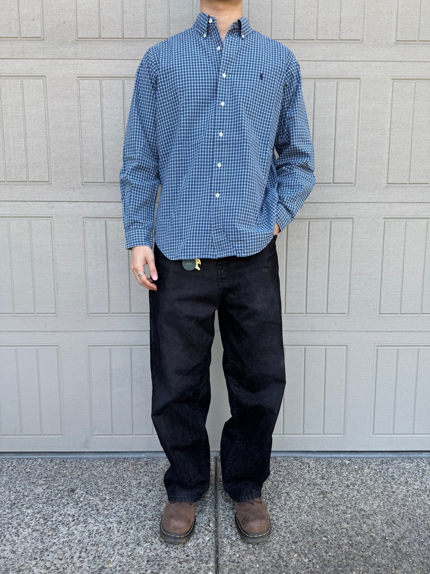 90s-00s Ralph Lauren Classic Fit Blue Checkered Button Down Shirt KiiChain Clothing