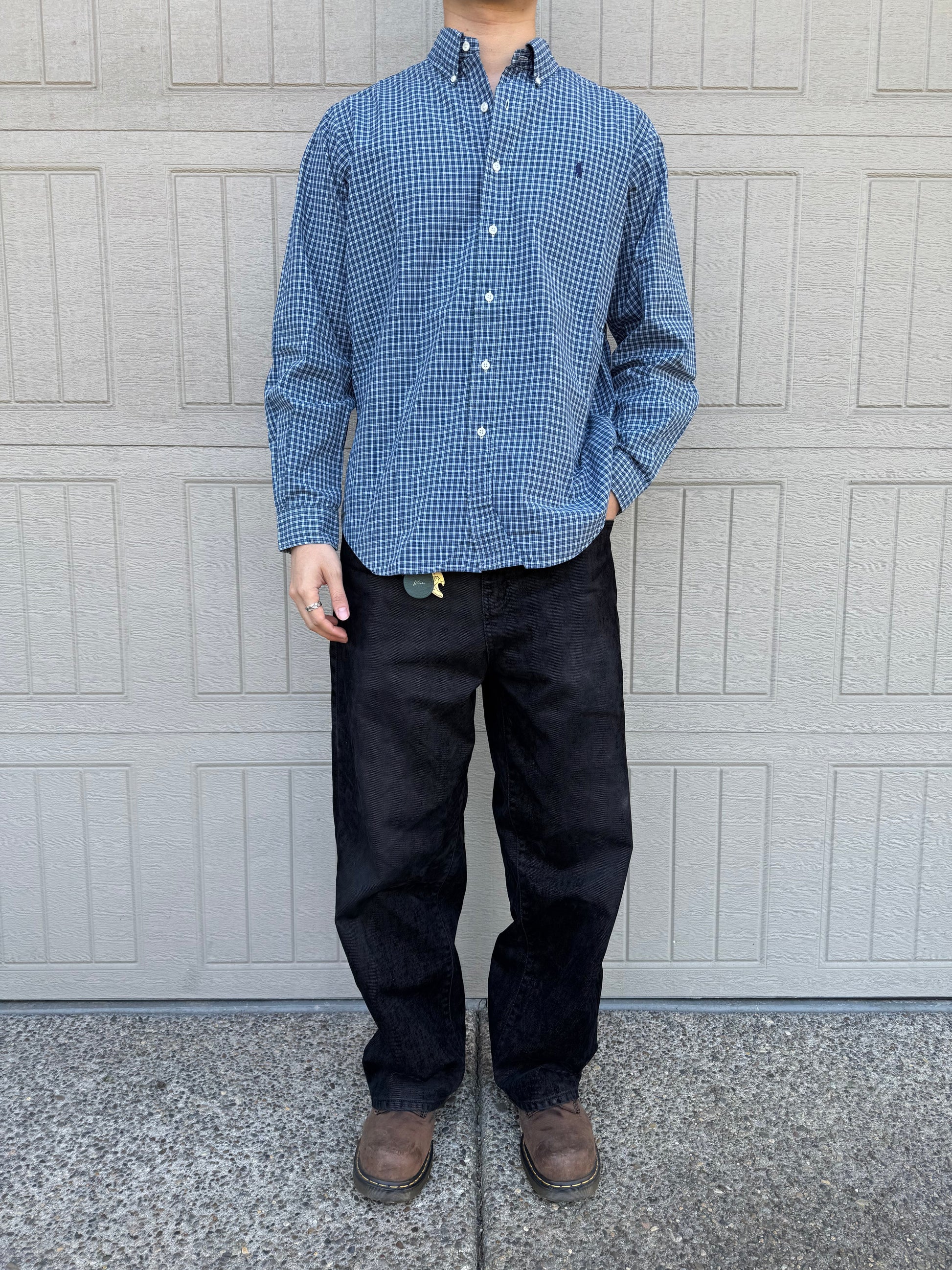 90s-00s Ralph Lauren Classic Fit Blue Checkered Button Down Shirt KiiChain Clothing