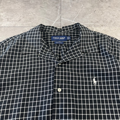 00s Ralph Lauren Polo Golf Caldwell Black Checkered Open Collar Shirt XL