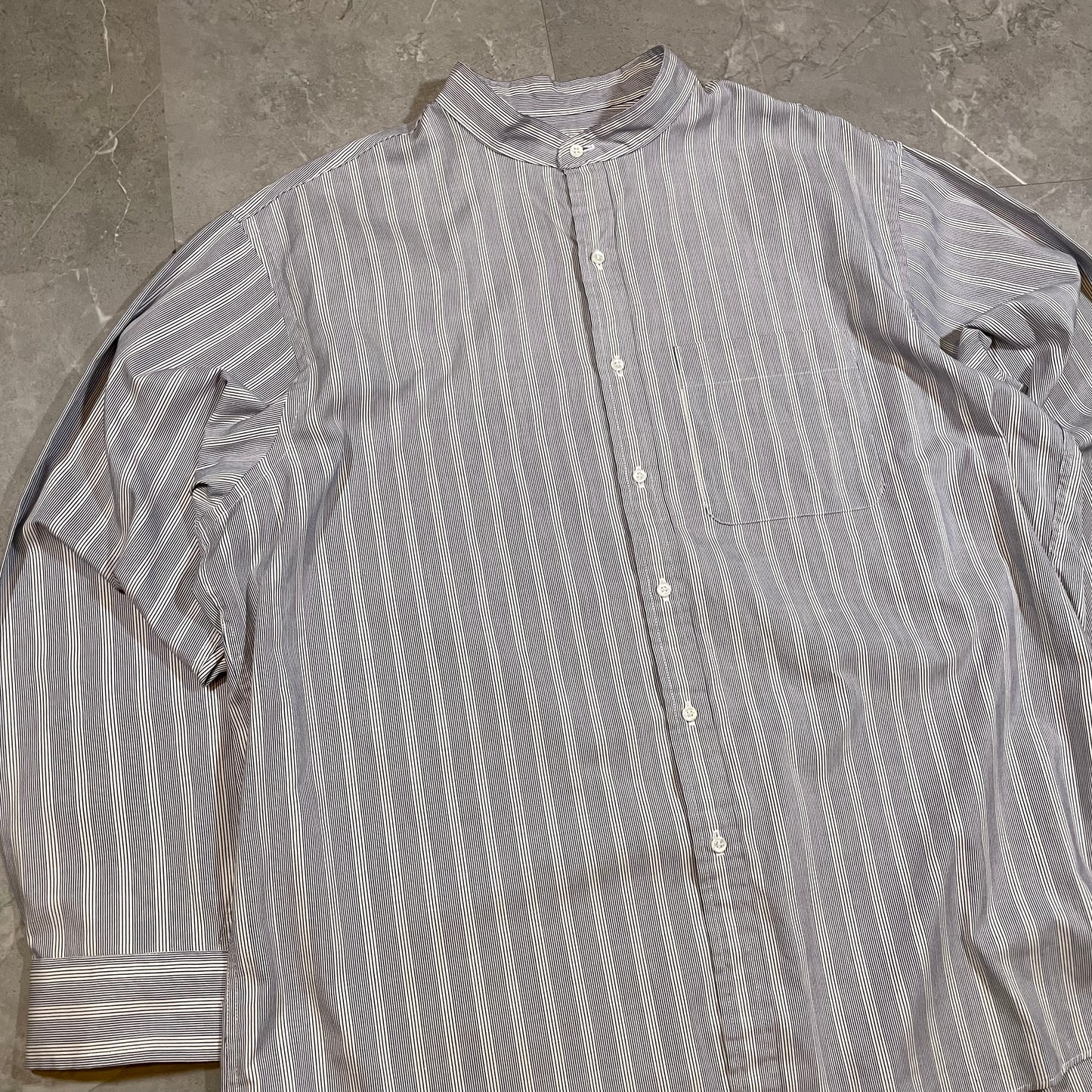 90s Arrow Collection Gray Striped Stand Collar Shirt