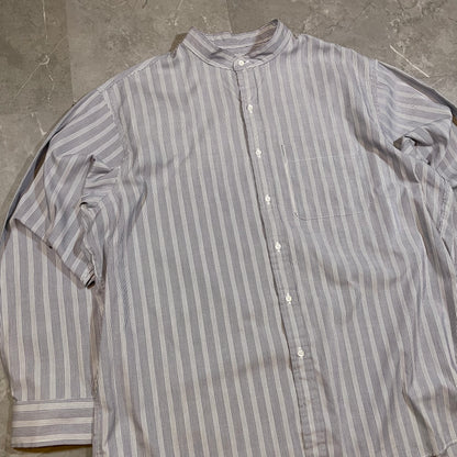 90s Arrow Collection Gray Striped Stand Collar Shirt