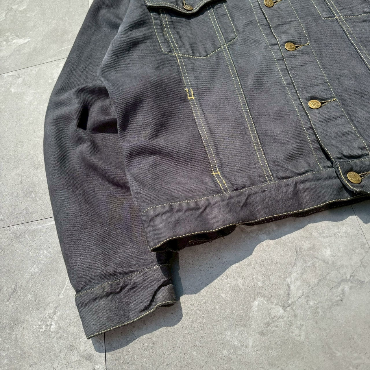 90s GUESS Made in USA Black/Dark Gray Denim Jacket