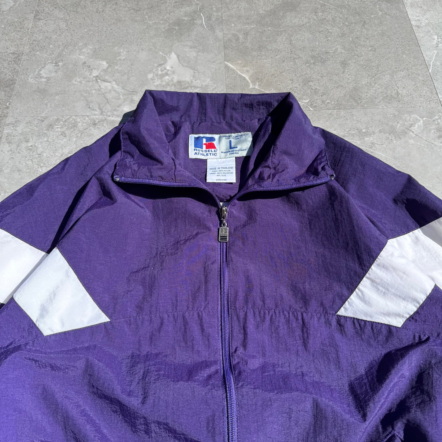 90s Russell Athletic Purple Zip-Up Windbreaker Jacket KiiChain Clothing