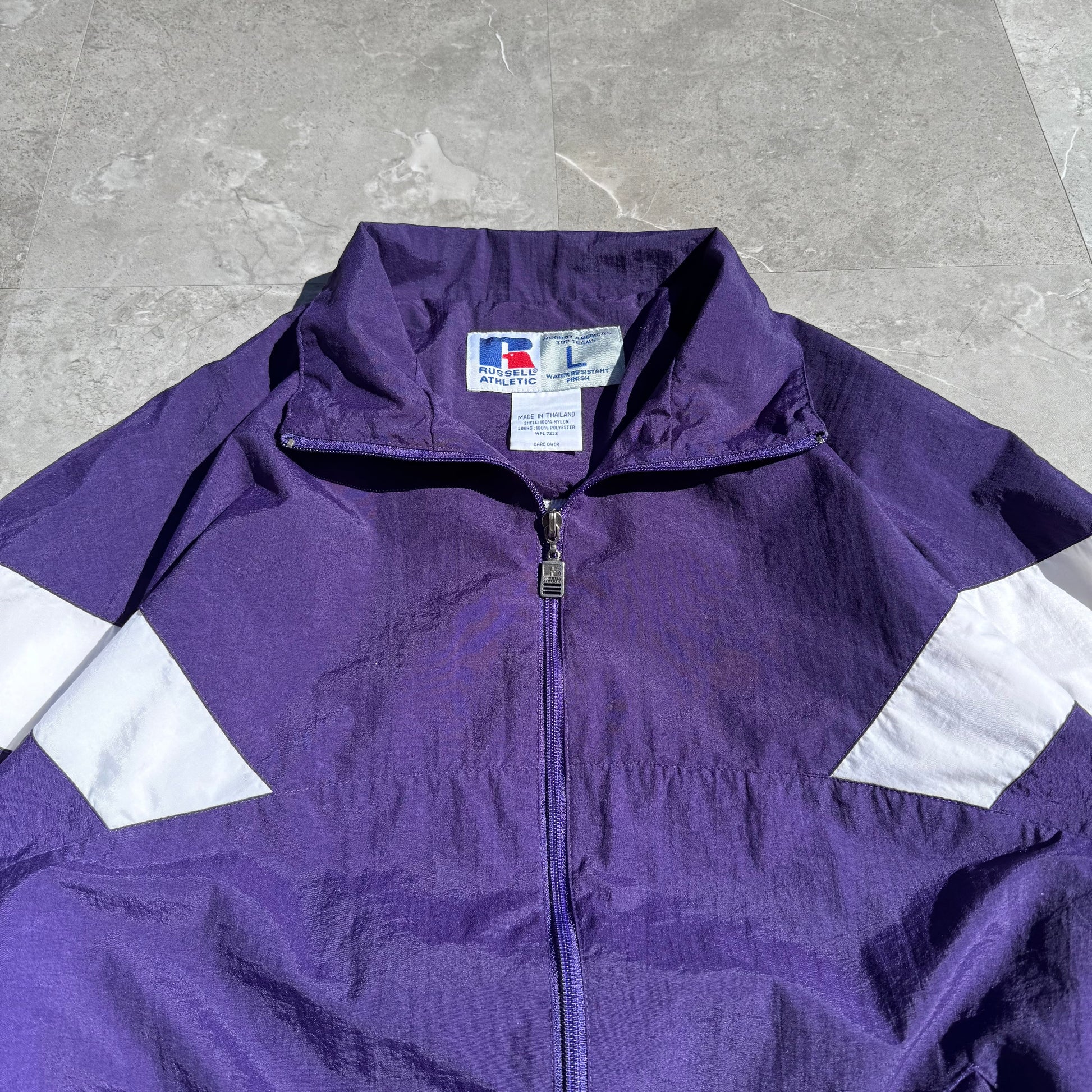 90s Russell Athletic Purple Zip-Up Windbreaker Jacket KiiChain Clothing