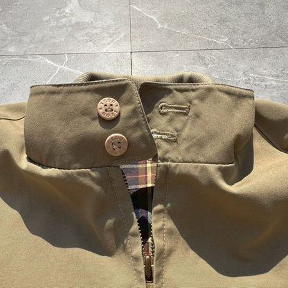 70s-80s Izod x Lacoste Beige Tan Flannel Lined Harrington Jacket