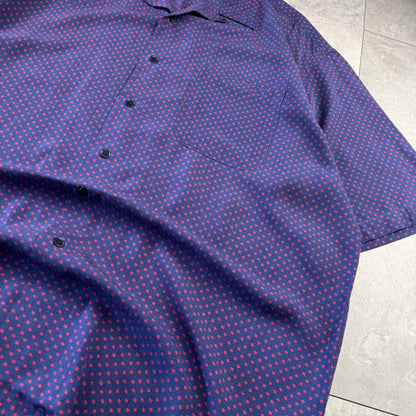 00s Polo by Ralph Lauren Clayton Purple Dot Pattern Rayon Open Collar Shirt XL