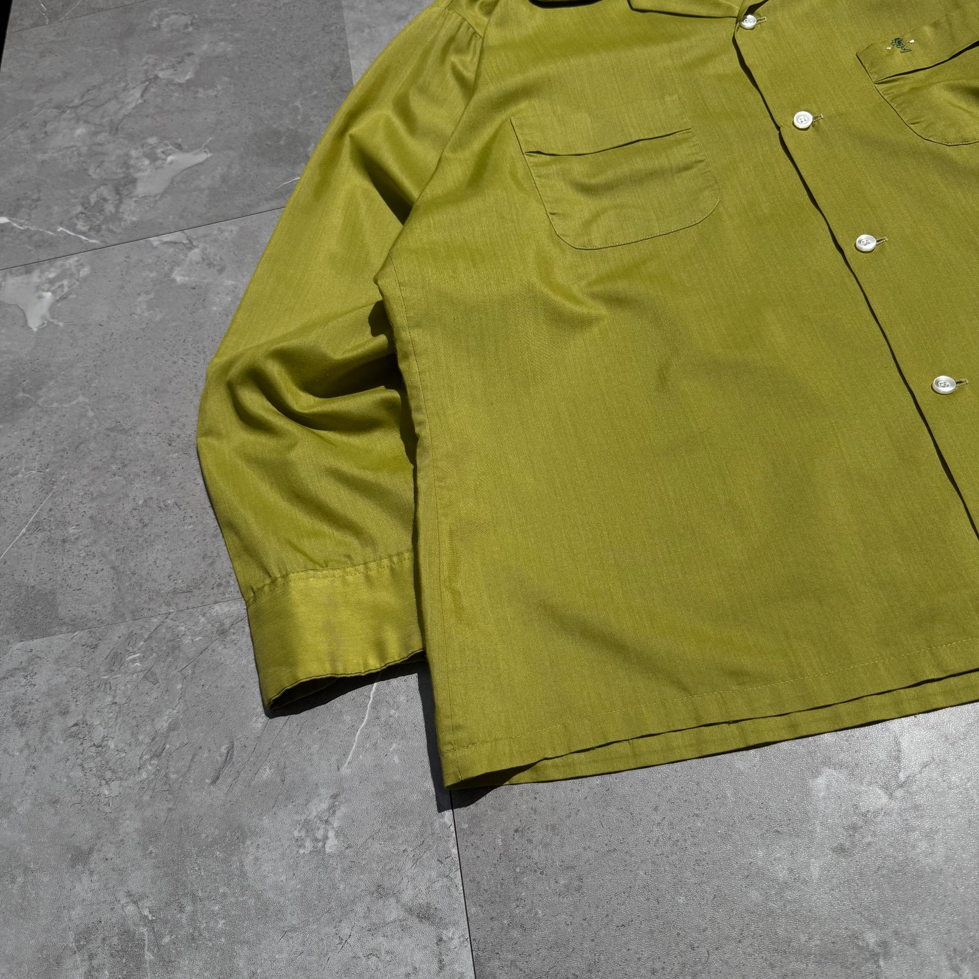 60s Grant-Crest Poly-Cotton Open Collar Long Sleeve Shirt KiiChain Clothing