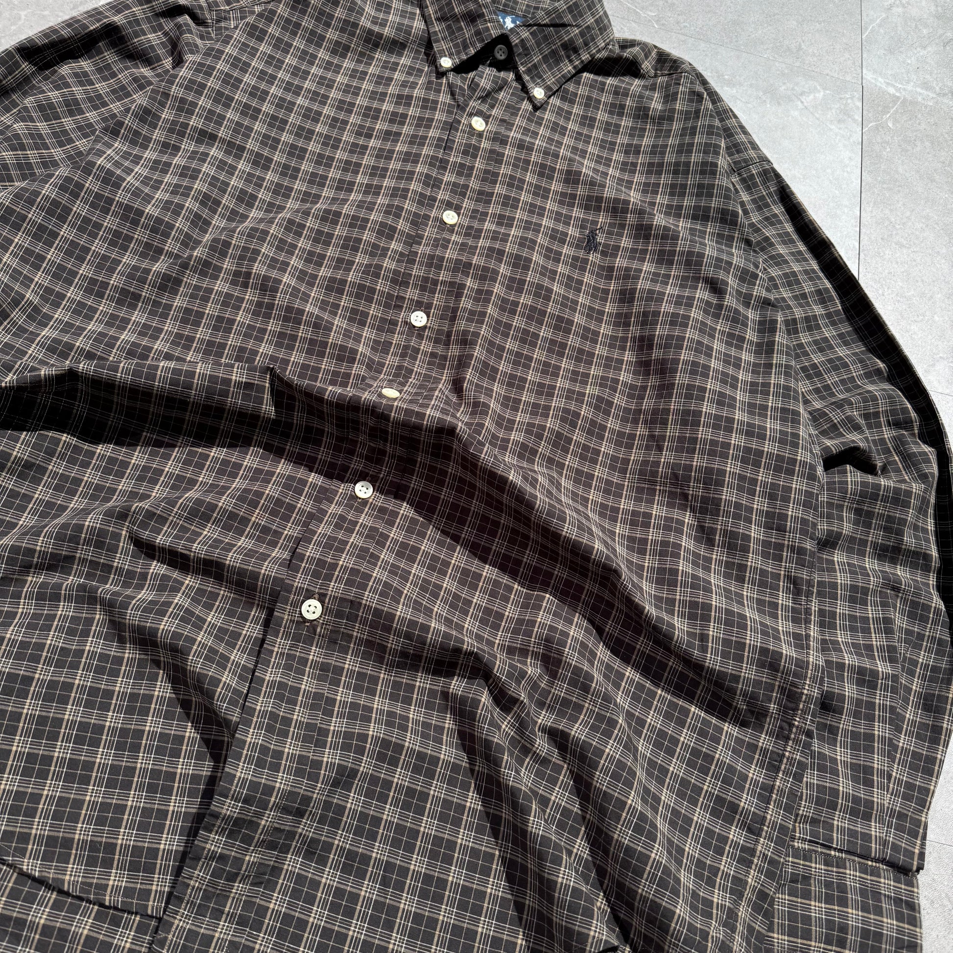 90s-00s Ralph Lauren “Blake” Dark Brown Checkered Button Down Shirt KiiChain Clothing
