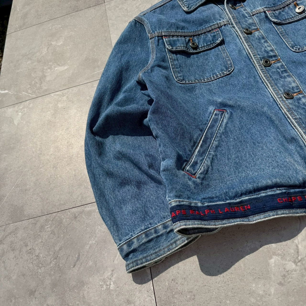 90s CHAPS Ralph Lauren Embroidered Logo Denim Jacket