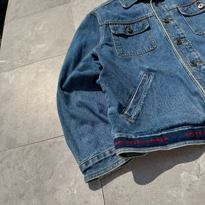 90s CHAPS Ralph Lauren Embroidered Logo Denim Jacket