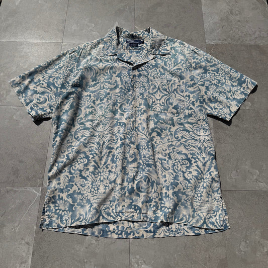 90s Ralph Lauren Cotton x Linen x Ramie Paisley Open Collar Shirt KiiChain Clothing