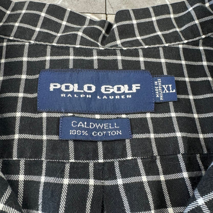 00s Ralph Lauren Polo Golf Caldwell Black Checkered Open Collar Shirt XL