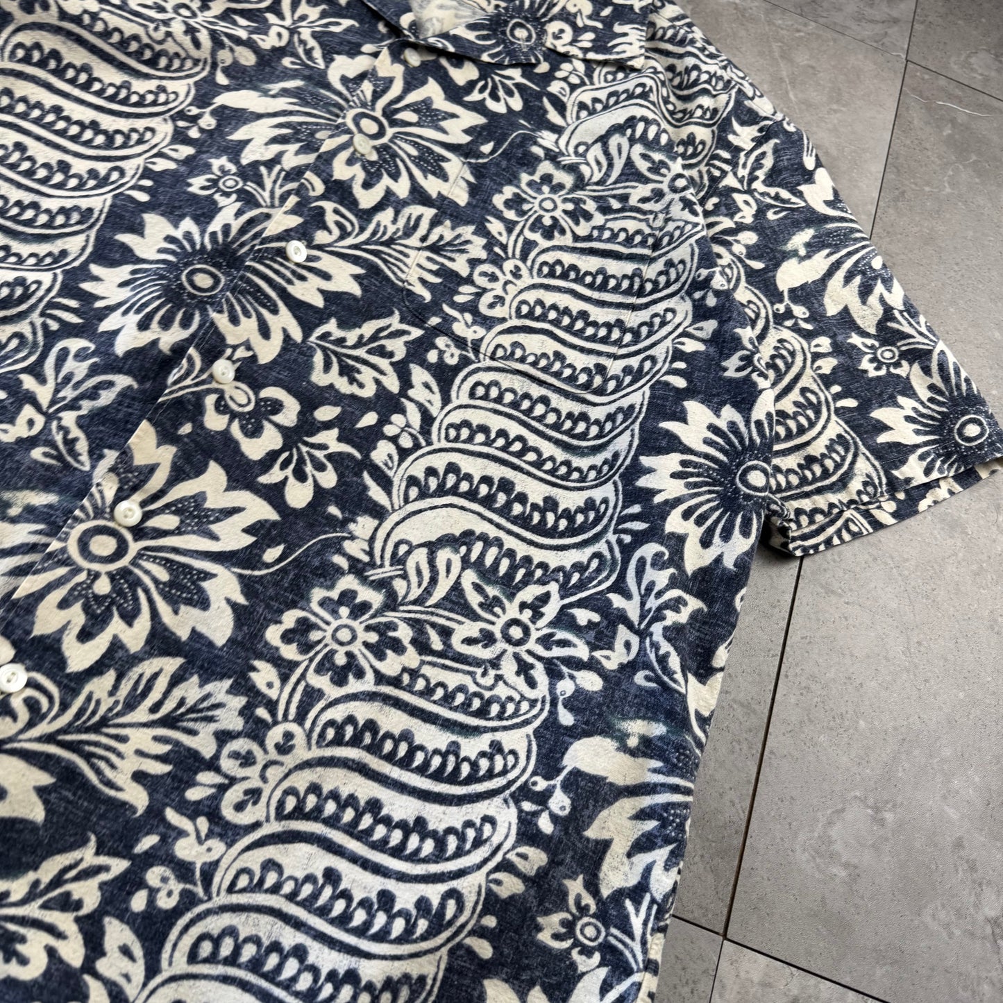 00s Polo by Ralph Lauren Bonnard Navy / Black Paisley Open Collar Shirt