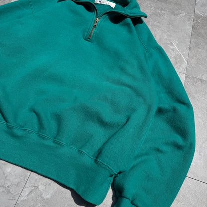90s L.L. Bean by Russell Made in USA Half-Zip Green Sweatshirt KiiChain Clothing
