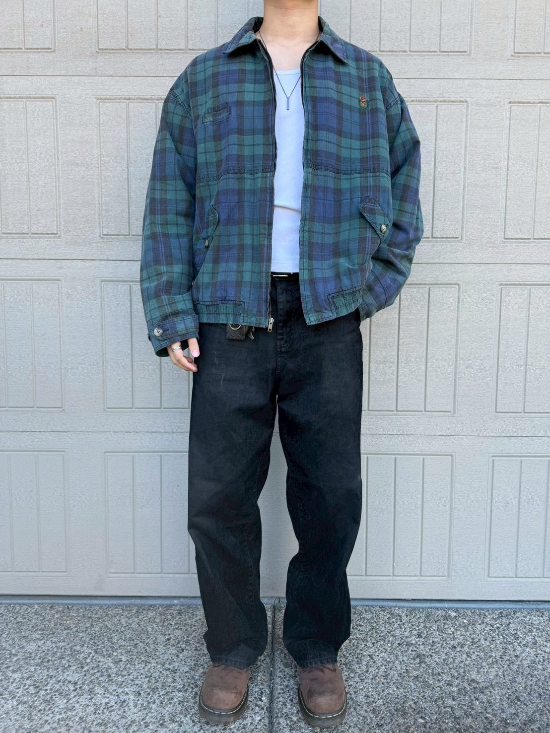 80s Chaps Ralph Laure Checkered Fleece Lined Jacket