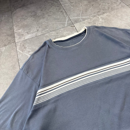 00s Van Heusen Border Blue Gray Layered T-Shirt