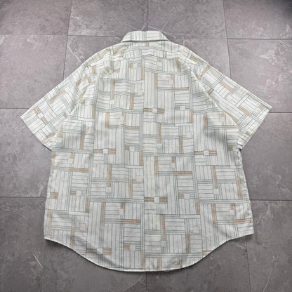 70s-80s JC Penny No Iron Geometric Design Short Sleeve Shirt Size 17