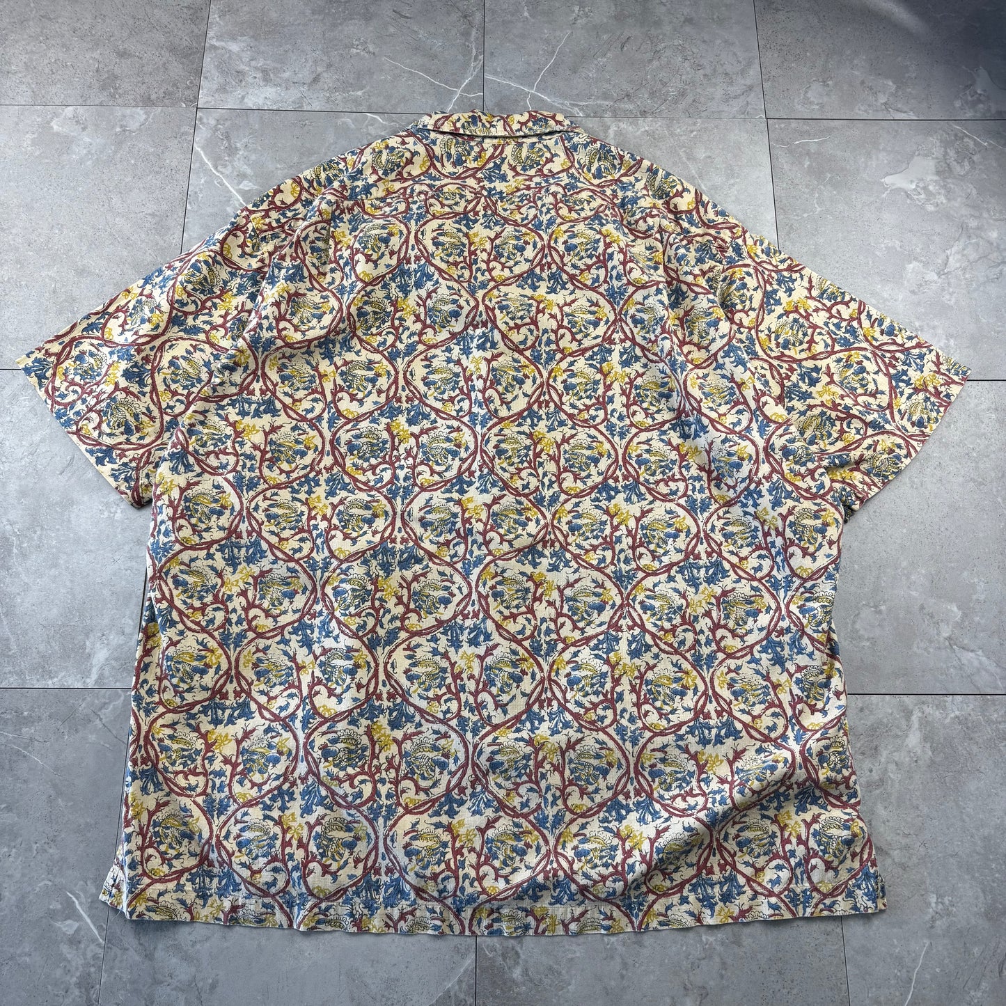 00s Polo by Ralph Lauren Caldwell Beige Paisley Open Collar Shirt XL